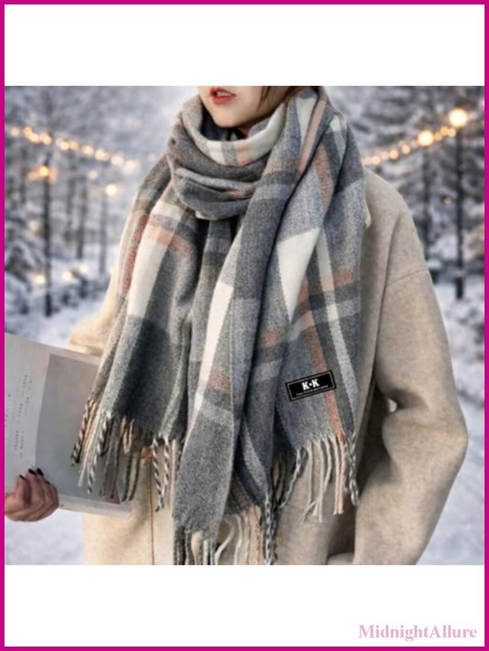 Winter Tartan Plaid Scarf Women Soft Long Tassel Shawl Warm Wrap